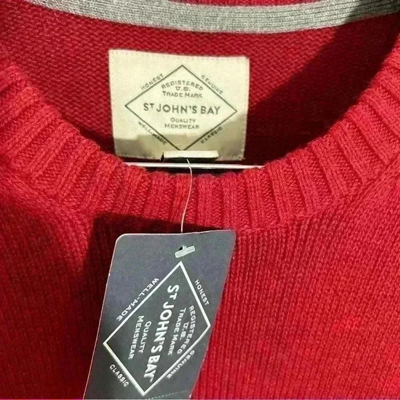 St Johns Bay Men XL Maroon Sweater 100% Cotton NWT - Picture 4 of 4